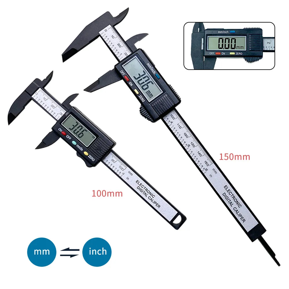 100mm Electronic Digital Caliper 6 Inch Carbon Fiber Vernier Caliper Gauge Micrometer Measuring Tool Digital Ruler